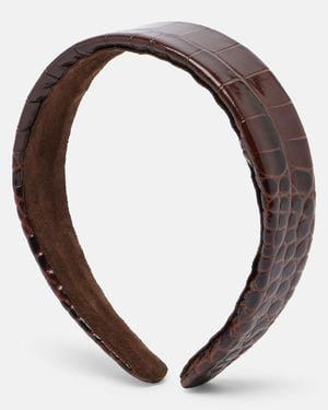 Jennifer Behr Cruz Croc-Effect Leather Headband - Brown