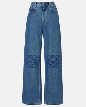 Loewe Anagram Wide-Leg Jeans - Blue