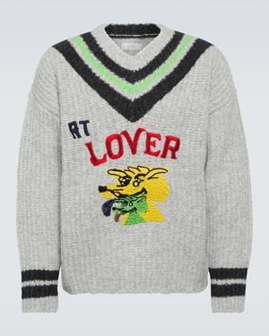ERL Embroidered Wool-Blend Jumper - Grey