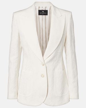 Etro Embroidered Cotton-Blend Blazer - White