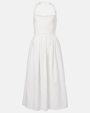 Markarian Leia Ruched Embroidered Cotton Midi Dress - White