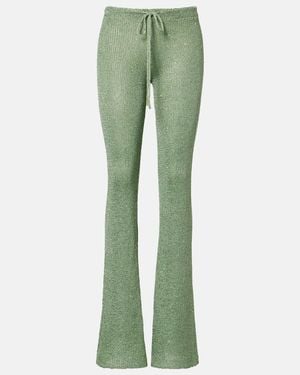 Bananhot Liz Sequined Flared Pants - Green