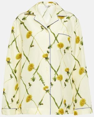 Burberry Floral Silk Poplin Pajama Shirt - Metallic