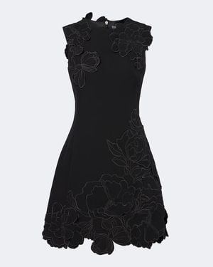 LEO LIN Chloe Floral-Applique Minidress - Black