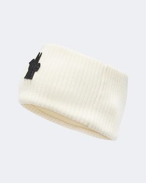 Moncler Logo Ribbed-Knit Virgin Wool Headband - White