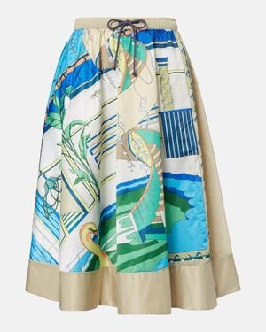 Tory Burch Printed Midi Skirt - Blue