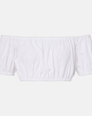 Dolce & Gabbana Off-Shoulder Cotton Crop Top - White