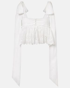 Chloé Broderie Anglaise Cotton Top - White