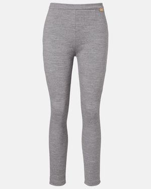 Balmain Wool And Cotton-Blend Leggings - Grey