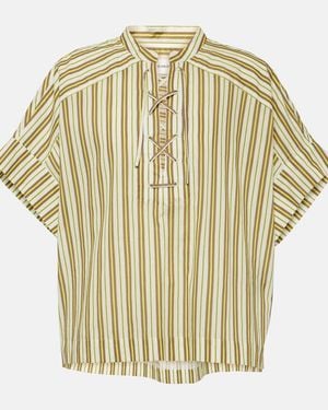 Yves Salomon Striped Cotton Top - Metallic