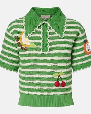 ALÉMAIS Sundae Striped Cotton Polo Shirt - Green