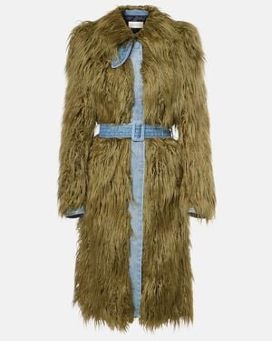Dries Van Noten Abrigo Rangel En Denim - Verde