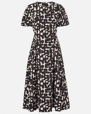 Max Mara Callas Printed Cotton Poplin Midi Dress - Black