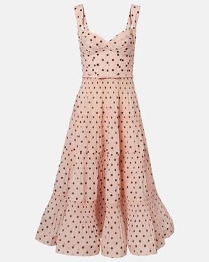 Zimmermann Polka-Dot Pleated Bustier Dress - Pink