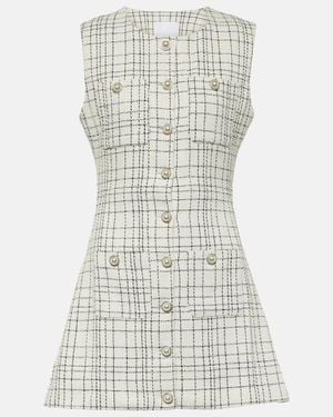 SAME Grace Checked Knitted Minidress - White
