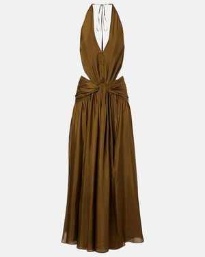 Zimmermann Indra Cutout Halterneck Silk Maxi Dress - Natural