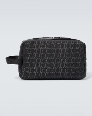 Christian Louboutin Zip N Flap Logo Jacquard Pouch - Black