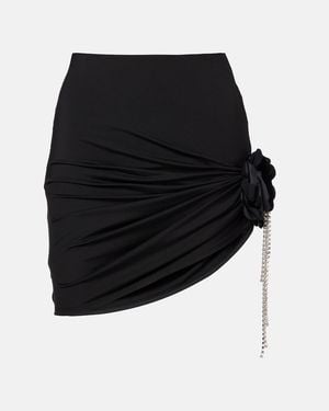 Area Draped Embellished Jersey Miniskirt - Black