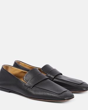 The Row Square Leather Loafers - Grey