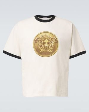 Versace T-Shirt Medusa Aus Baumwoll-Jersey - Weiß
