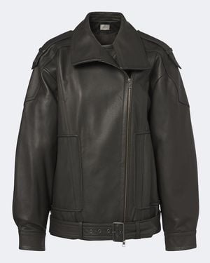 Vince Chaqueta Biker Oversized De Piel - Negro