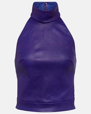 Stouls Vicky Halterneck Leather Top - Purple