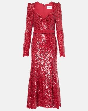 Rebecca Vallance X Nicky Hilton Leyla Sequined Midi Dress - Red