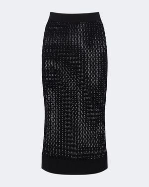 Saint Laurent Semi-Sheer Pointelle Midi Skirt - Black