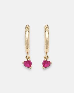 Octavia Elizabeth Charmed Micro Gabby 18kt Gold Hoop Earrings With Ruby - Pink