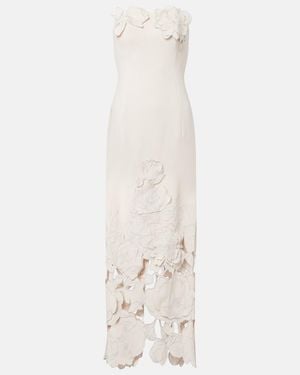 LEO LIN Rayna Floral-Applique Crepe Maxi Dress - White