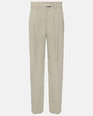 Brunello Cucinelli Twill Wide-Leg Trousers - Natural