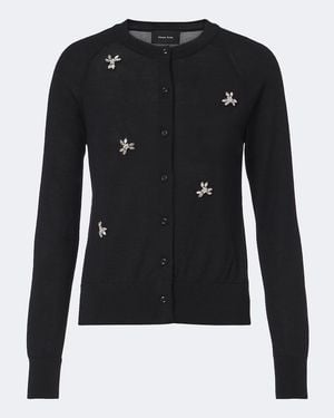 Simone Rocha Cardigan En Laine Et Soie A Ornements - Noir