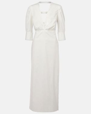 Adriana Degreas Puff-Sleeve Cotton Maxi Dress - White