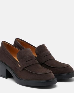 Tod's Suede Loafer Pumps - Brown