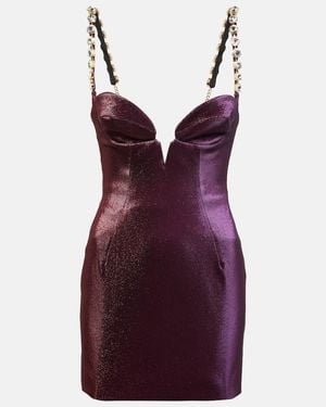 Area Mussel Cup Crystal Embellished Minidress - Purple