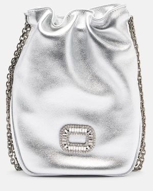 Roger Vivier Bolso Saco Pilgrim Nano De Piel Metalizada - Metálico