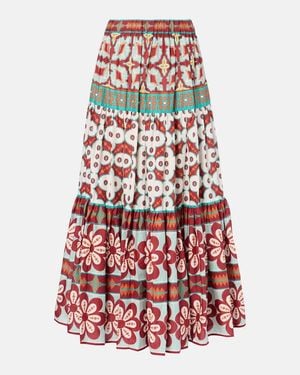 La DoubleJ Big Printed Tiered Cotton Maxi Skirt