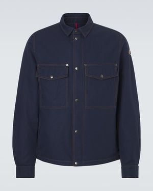 Moncler Cotton And Linen Field Jacket - Blue