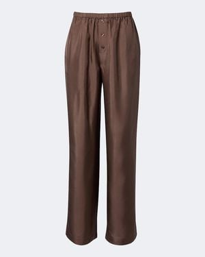 Rohe Silk Satin Wide-Leg Pants - Brown