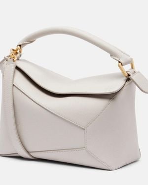 Loewe Puzzle Edge Small Leather Top-Handle Bag - White
