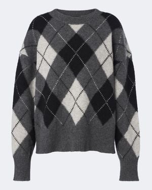 Nili Lotan Donnika Argyle Cashmere And Silk Jumper - Grey