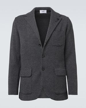 Lardini Virgin Chevron Wool Blazer - Black