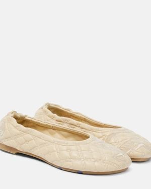 Burberry Sadler Leather Ballet Flat - Natural