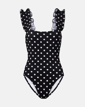 Karla Colletto Polka-Dot Ruffled Swimsuit - Black