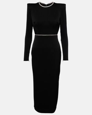 Alex Perry Crystal-Embellished Satin Midi Dress - Black