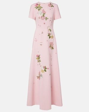 Carolina Herrera Floral Embroidered Crepe Gown - Pink