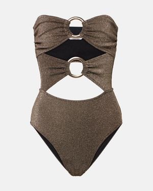 Alexandra Miro Anya Cutout Lame Swimsuit - Brown