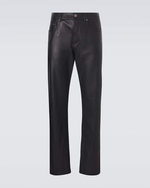 Versace Leather Straight Trousers - Blue