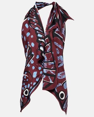 Bottega Veneta Printed Halterneck Silk Twill Top - Multicolour