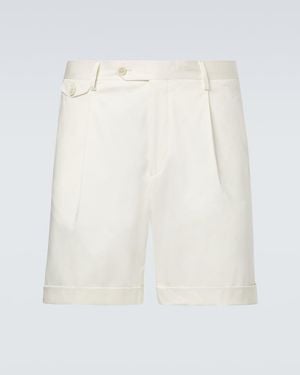 Lardini Pleated Cotton-Blend Bermuda Shorts - White